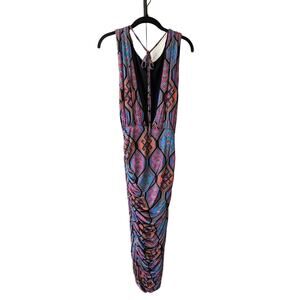 Mara Hoffman Midi Kilim Dress Size S Batik Ruched Low Back Festival Boho Summer